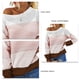 thumbnail image 5 of Jersey de mujer suéter de manga larga con hombros descubiertos y cuello redondo prendas de punto para oficina en casa Rosa XL, 5 of 5