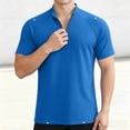 thumbnail image 3 of Ohufall Mens Sport T Shirts Zipper Crew Neck Fitness Tee Short Sleeved Training Workout T-shirts, 3 of 4