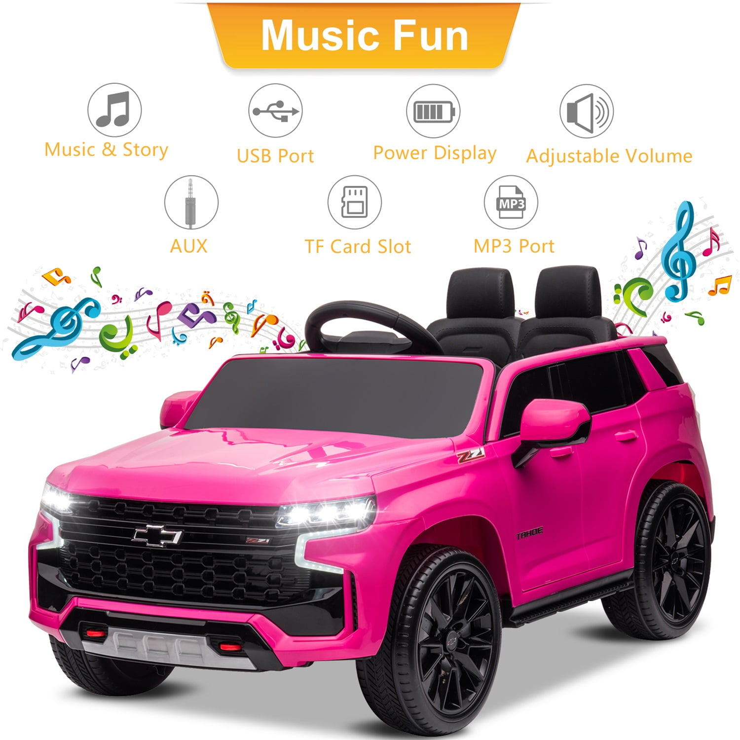 CIPACHO Licensed Chevrolet 12V Ride On, Electric Kids Car Toys with 2.4G Remote Control Dual Drive SUV, Pink