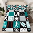 thumbnail image 2 of Homewish Football Basketball Boy Girl Twin Sheet Sets 3pcs,Geometric Plaid Twin Fitted Sheet Microfiber,Sport Gamer Breathable Flat Sheet,Breathable Home Decor, 2 of 7