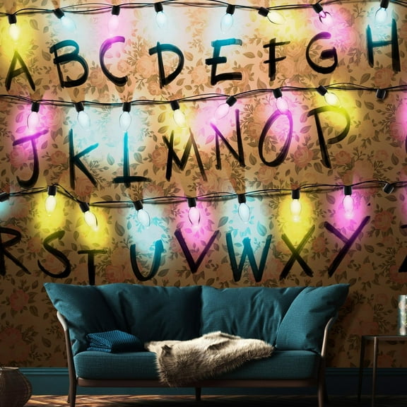 Tiptophomedecor Peel and Stick Wallpaper Wall Mural - Alphabet Lights - Removable Wall Decals