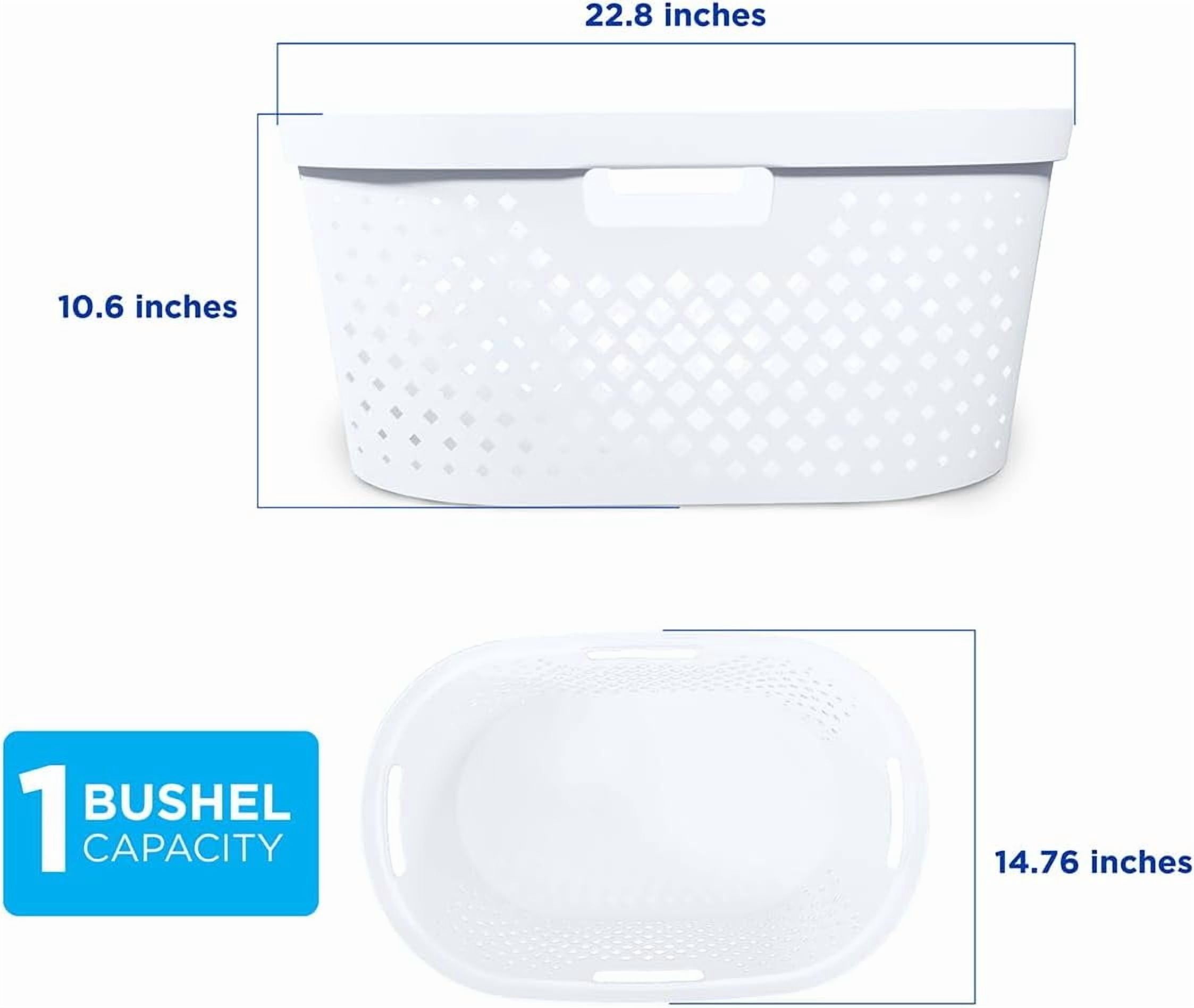 Clorox 1 Bushel Gray Plastic Oval Laundry Basket with Diamond Pattern