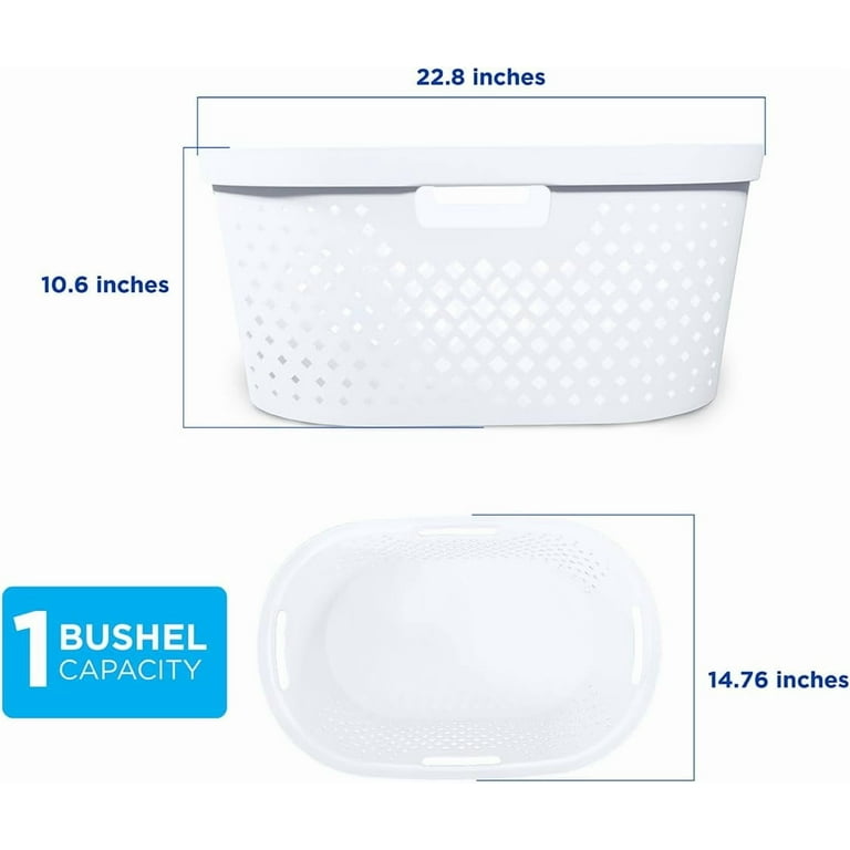 Clorox 1 Bushel Gray Plastic Oval Laundry Basket with Diamond