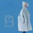 thumbnail image 4 of Chubasquero impermeable de EVA para niños, mochila escolar de color sólido, poncho de una pieza, para senderismo escolar, poncho largo grueso para estudiantes, XL, amarillo, 4 of 5