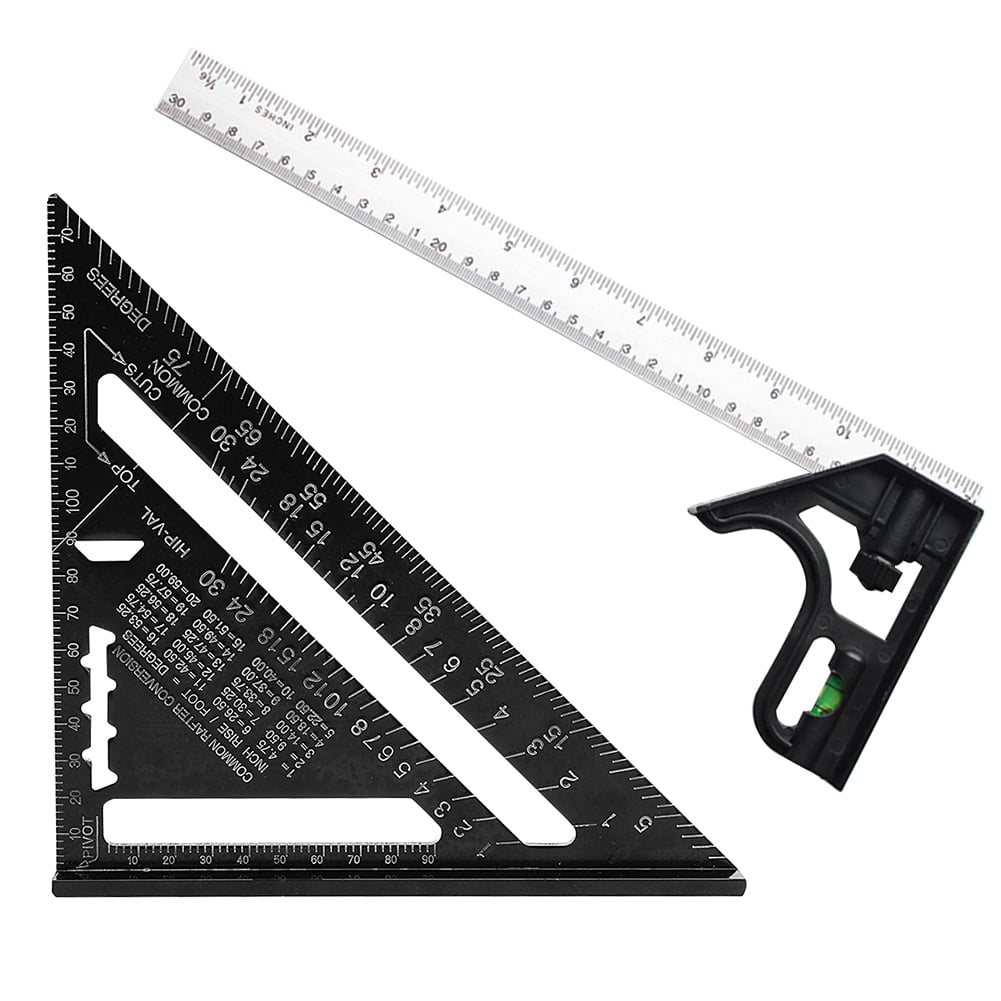 12" inch Combination Square Ruler Set 4pcs Stainless Steel Adjustable Protractor 