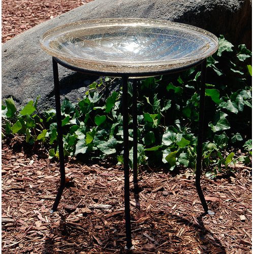 Metal Bird Bath Stand Hourglass Shape Outdoor Garden Decor 