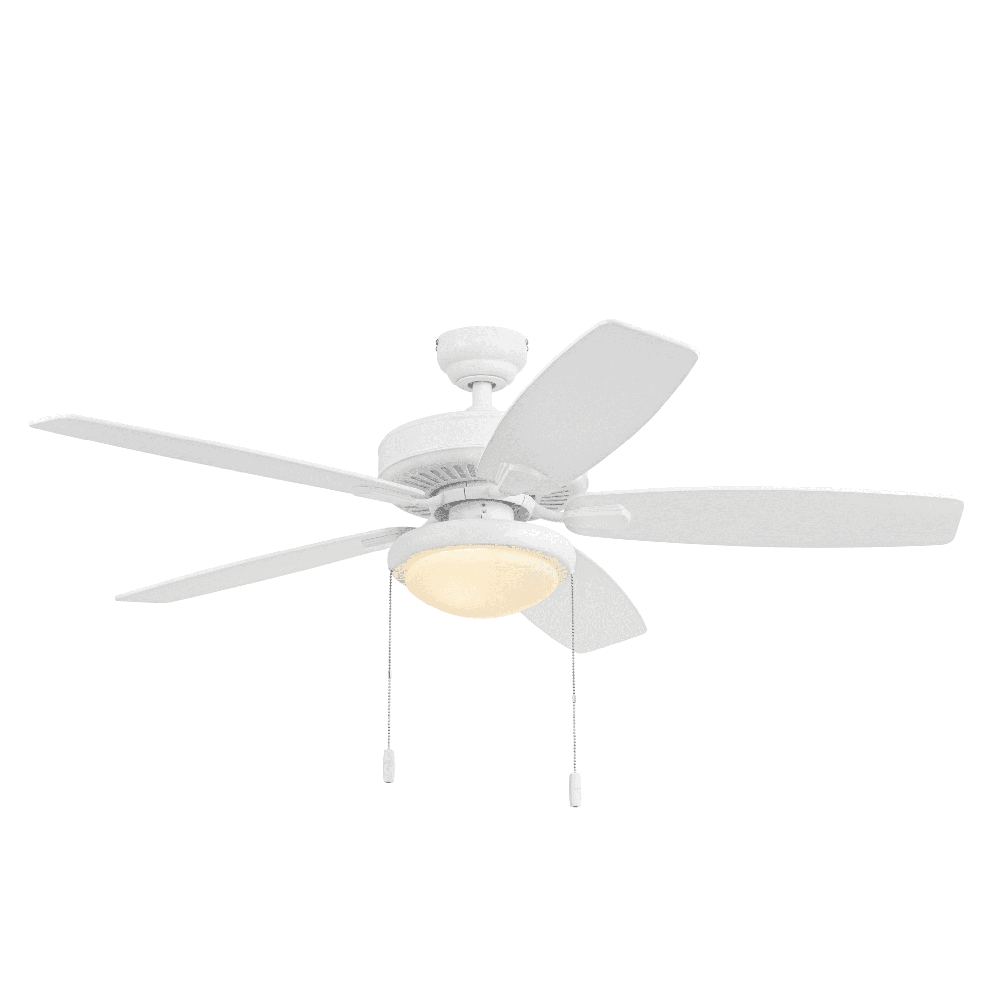 Honeywell Blufton 52" Traditional White Indoor/Outdoor Ceiling Fan with Light, Pull Chains & Reversible Motor