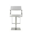 thumbnail image 2 of Whiteline Modern Living Zuri Barstool White adjustable height with armrests and square stainless steel base., 2 of 10