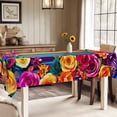 thumbnail image 4 of Yvsxxv 1 Piece Polyester Tablecloth, Colorful Striped And Floral Pattern Tablecloth, Mexican Style Tablecloth For Kitchen, 4 of 7