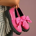 thumbnail image 6 of Willtoo Patent Leather Loafers for Women Slip-On Platform Chunky Heel Bow Loafers Dress Oxfords Shoes Casual Business Work Shoes Pink, 6 of 6
