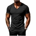 thumbnail image 2 of MHOSTAFH Men's V Neck Tees Shirts Casual Solid Color Short Sleeve Gym Athletic Tops Lightweight Breathable Workout T-shirt, 2 of 9