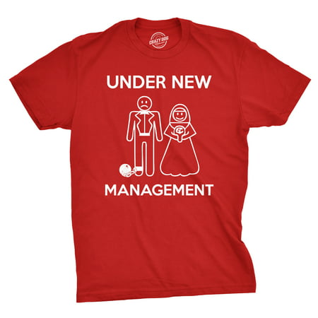 mens under new management funny wedding bachelor party novelty tee for