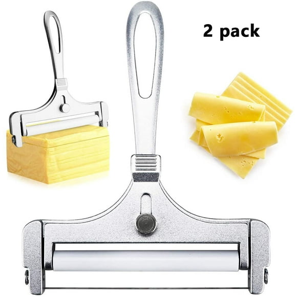 2 PACK Stainless Steel Wire Cheese Slicer Adjustable Thickness Cheese,Slicer Wired Cheese Cutter for Soft,Semi-Hard,Hard Cheeses