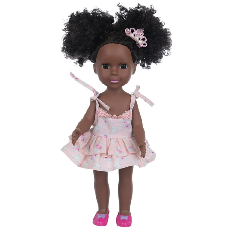 WYQLFSB 14 inch Nice Black Baby Dolls African American Black Doll for Girl 1 3 Curly Hair Fashion Outfit Small Baby Doll Toy Walmart