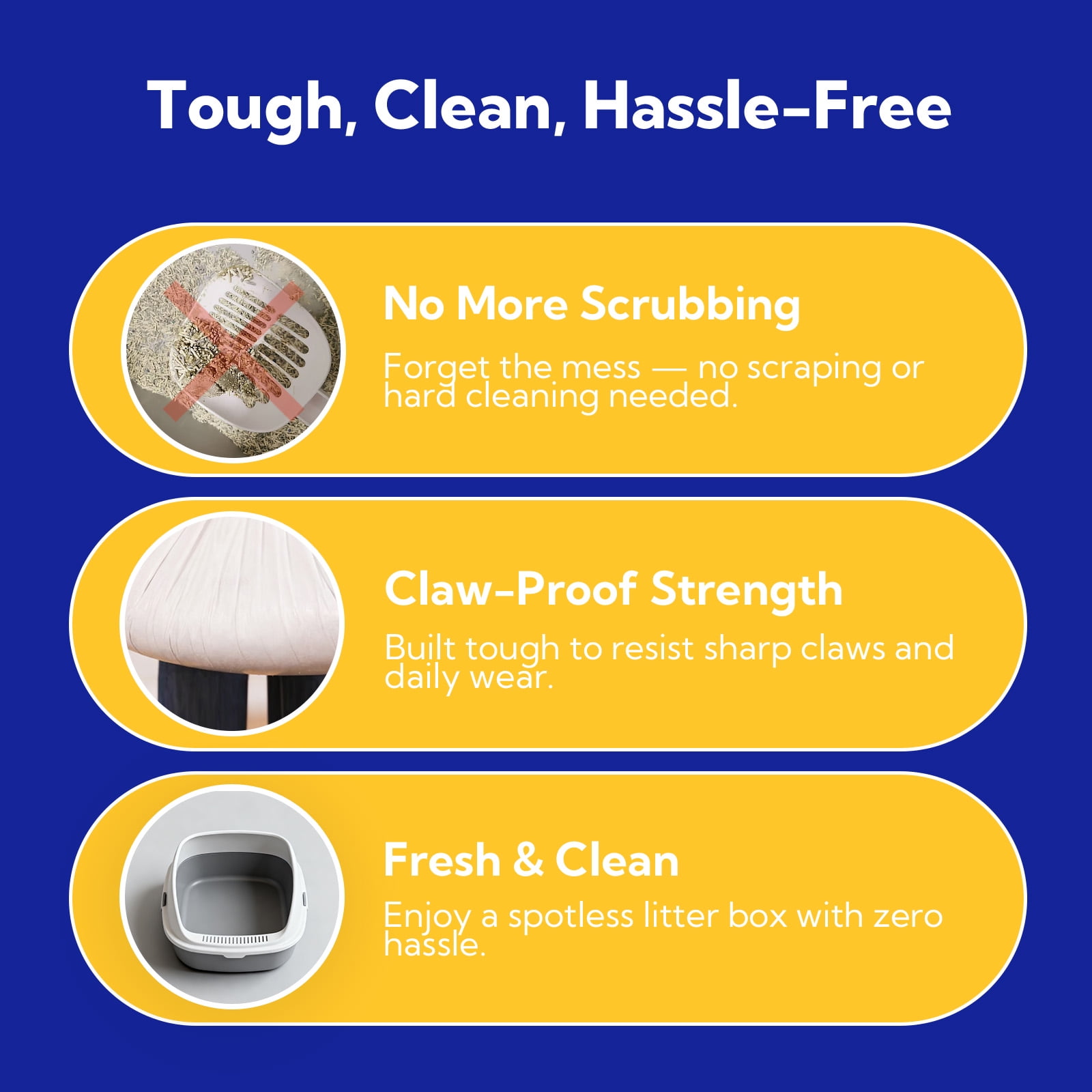 HygiCare Cat Litter Box Liners, 40ct, Jumbo Size, 36"x18", Heavy Duty, Tear Resistant, Claw-Proof