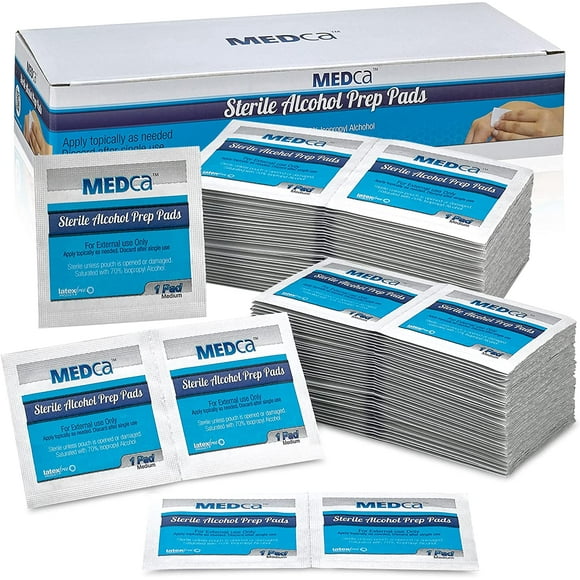 Alcohol Prep Pads - Box of 1000 - Saturated 70% Isopropyl Alcohol Wipes, Individually Wrapped Moistened Swab Pad, 2-Ply Cotton