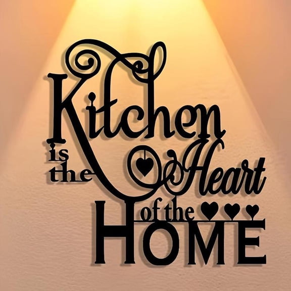 HELLOYOUNG Kitchen Is The Heart of The Home Letter Pattern Metal Wall Art Vintage Farmhouse Rustic Tin Sign Decor, Removable Plaque for Living Room, Bedroom, Office Wall Decoration