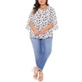 thumbnail image 2 of Blusa de gasa de mujer plus size Agnes Orinda, con cuello en V, manga 3/4, estilo casual de verano, talla 3X, color blanco, 2 of 5