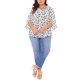 thumbnail image 2 of Blusa de gasa de mujer plus size Agnes Orinda, con cuello en V, manga 3/4, estilo casual de verano, talla 3X, color blanco, 2 of 5