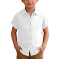 thumbnail image 4 of UACY Girls Casual Cotton Linen Button Down Short Sleeve Shirts Solid Summer Beach Blouses Tops with Pocket (White, 10-11 Years), 4 of 7
