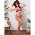 thumbnail image 5 of DARING DIVA Women's Colorblock Stripes Ripple Bikini Sets Medium Hot Pink, 5 of 6