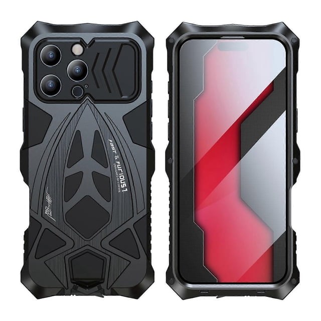 LUPHIE For iPhone 16 Pro Max Case Sports Car Design Shockproof Metal+TPU Phone Cover with Screen Pro