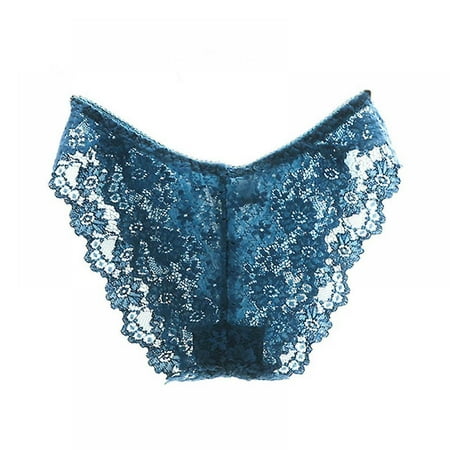 

Womens Sexy Underwear Lace Panties High Waisted Plus Size Ladies Brief For Women-blue-xl