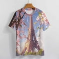 thumbnail image 3 of Blossoming Paris Eiffel Tower Women's T-Shirt Short Sleeve T Shirts Tops Tee Ladies Loose T, 3 of 6