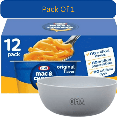 Kraft Original Macaroni and Cheese Easy Microwavable Dinner, 2.05 oz., 12 pk. With White Bowl By OMA