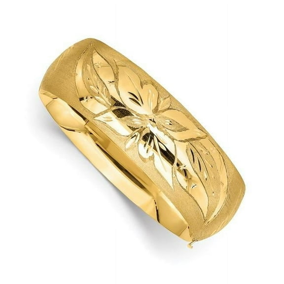 Primal Gold 14 Karat Yellow Gold 13/16 Oversize Florentine Hinged Bangle Bracelet