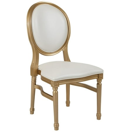 Flash Furniture Louis Faux Leather Dining Side Chair In White And