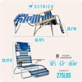 thumbnail image 6 of Ostrich The Original 3N1 Lightweight Outdoor Beach Lounge Chair w/ Footrest, Blue Stripe, 6 of 16