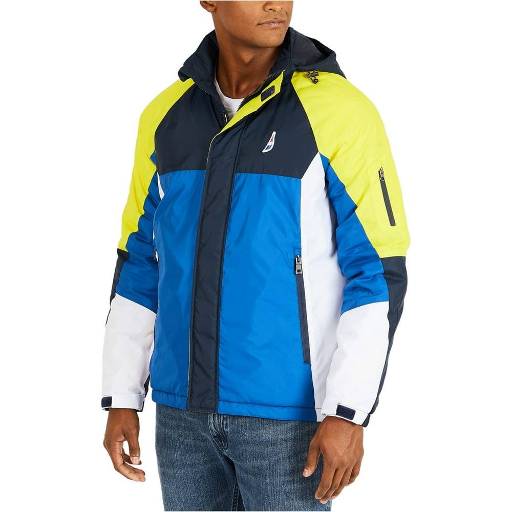 Nautica Nautica Mens Colorblocked Jacket, Blue, Large