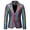 Multicolor, variant on Men's Long Sleeve V-Neck Blazer Notch Lapel Mid-Length Jacket Tie Dye Loose Slim Fit Two Button Suit Contrast Blazer