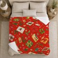 thumbnail image 5 of Holiday Boxes Holly Pattern Cheerful Holiday Cheer Painterly, Festive Holiday Scene, Warm Flannel Blanket for Living Room and Reading Nook, Art Lovers Christmas Gift, Festive Home Decor, 5 of 9