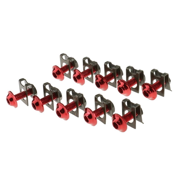 Set de 20 piezas de Pernos M6 Clips de Reemplazo Accesorios Moto Herramienta Rojo DYNWAVEMX Tornillo de clip de velocidad