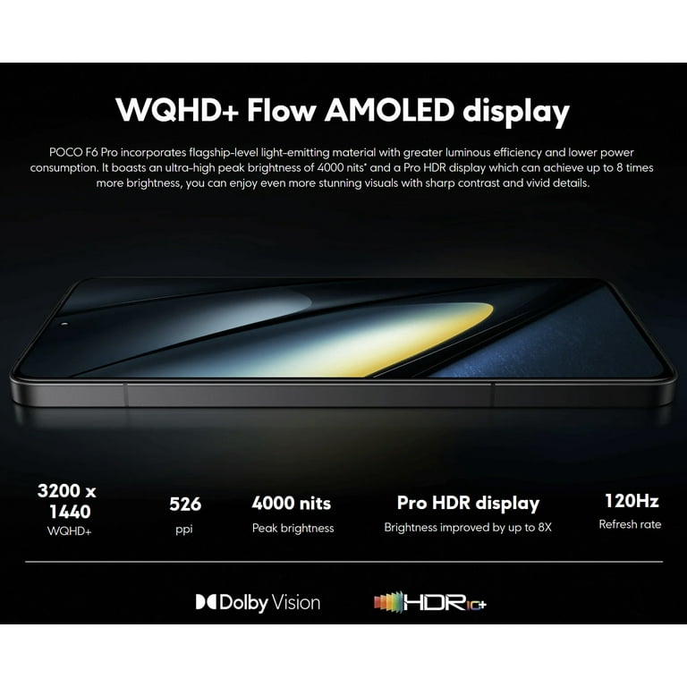 POCO F6 Pro ブラック 16GB RAM 1024GB ROM Xiaomi Poco F6 PRO 5G + 4G LTE (1024GB + 16GB) Global