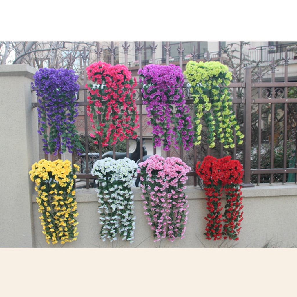 Fake Flowers, Faux Hanging Plants Outdoors, Silk Flowers for Home Decor Indoor Summer Porch Patio Garden Wall (Pink/1 Pcs) 33.46Inches