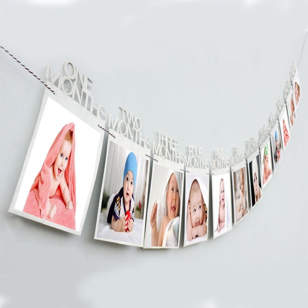 Infant 12 Month Photo Frame Newborn First Year Pictures Display Holder Kids Gift 