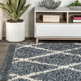 thumbnail image 6 of JONATHAN Y MERCER SHAG Mercer Shag Plush Tassel Moroccan Geometric Trellis Denim Blue/Cream 3 ft. x 5 ft. Area Rug (MCR104A-3), 6 of 9
