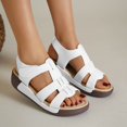 thumbnail image 2 of Wedge Sandals for Women, Fish Mouth Open Toe, Thick Sole, Adjustable Ankle Strap, Synthetic Leather, Cushioned Footbed, 2 of 9