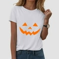thumbnail image 2 of larppty Spooky Cute Halloween Shirt: Women's Ghost Pumpkin Graphic Fall Fashion T-Shirt (White, XL), 2 of 5