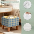 thumbnail image 7 of SCRAWLGOD Cat Plaid Print Beige Blue Square Ottoman Cover 13x13x15 inch Polyester Washable Ottoman Slipcovers Stretch Foot Stool Foot Rest Protector for Living Room Bedroom, 7 of 7