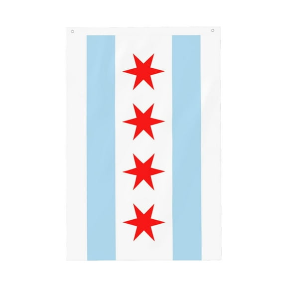 Double Sided House Flag Chicago City Flag Garden Flag For Outside Room House Yard Indoor (2x3ft)