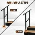 thumbnail image 2 of 2-Step Handrails for Outdoor Steps, HandRail Fit 1 or 2 Steps Outdoor Stair Railing Deck Handrail Black Wrought Iron Hand Rails Kit, 2 of 7