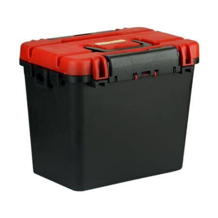 GARENDE Fishing Seat Box with Pole Holder with Lid Large Fishing Tackle Box Red Lid