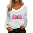 thumbnail image 2 of Christmas Long Sleeve Shirts for Women Aloohaidyvio Womens Long Sleeve Furry Trim V Neck Basic Tee Fall Christmas Tops, 2 of 4