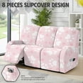 thumbnail image 3 of ZIATUBLES Recliner Sofa Covers Stretch Reclining Couch Slipcovers, Paw Love Heart Pink Printed Recliner Chair Cover for 3 Seat Furniture Protector with Side Pockets for Pets, 3 of 9