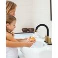 thumbnail image 3 of WOWOW 8 in. Widespread Double Handle Bathroom Faucet with Drain Kit Included in Black and Gold, 3 of 7