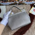 Designer Sicily Small Tote Bag Leather Top Handle Bag 20*17*7cmMetal